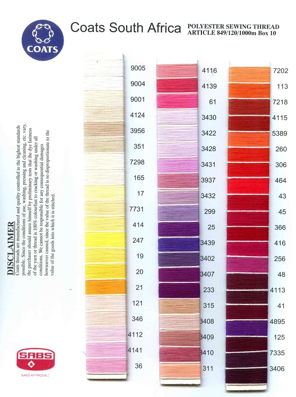 Coats Polyester Sewing Threads
